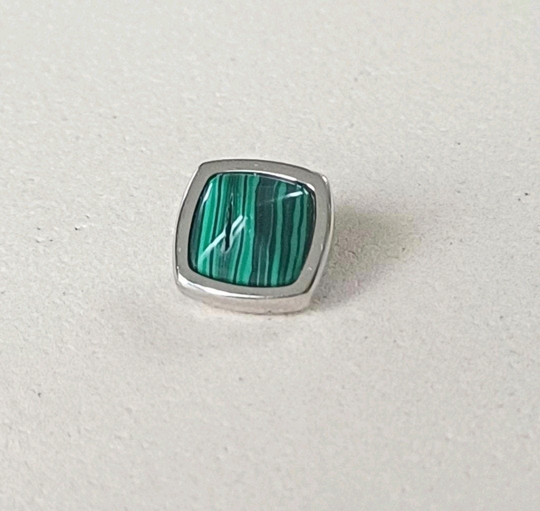 Zilverkleurige Melano vivid boxy gem malachiet 12mm, Verzenden, Nieuw