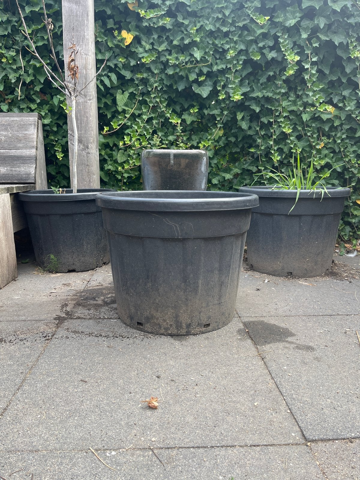4x Grote Zwarte Kunststof Bloempotten - Diverse Maten, Ophalen, Kunststof, Gebruikt, Balkon