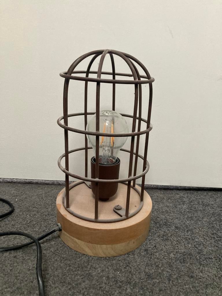 Tafellamp ijzer en hout, Ophalen, Zo goed als nieuw, Hout, Minder dan 50 cm