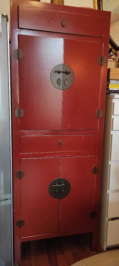 Chinese kast - rood. H176xB64xD45, Ophalen, Zo goed als nieuw