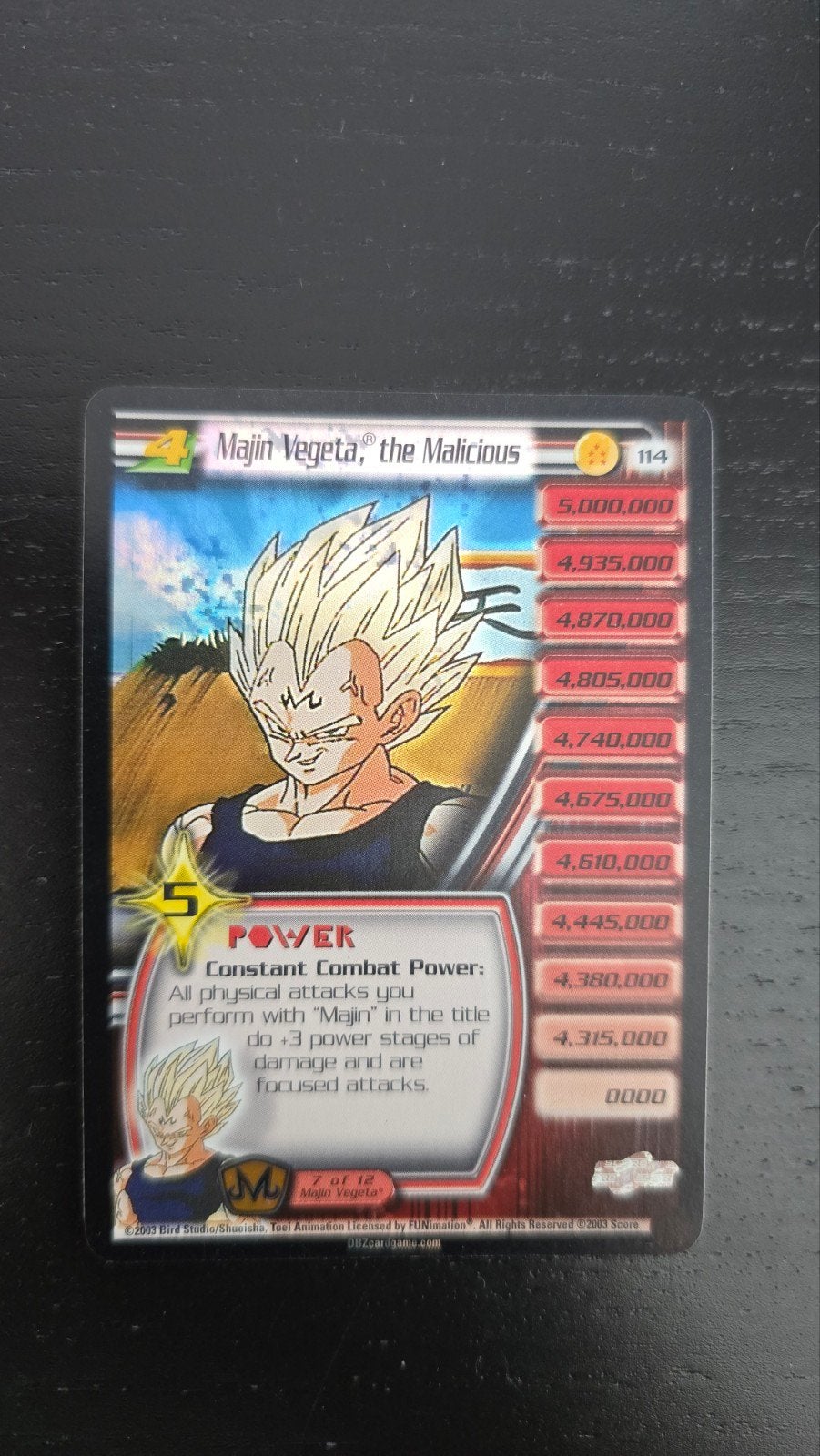Majin Vegeta, the Malicious 114 FOIL, Ophalen of Verzenden, Zo goed als nieuw, Losse kaart, Foil