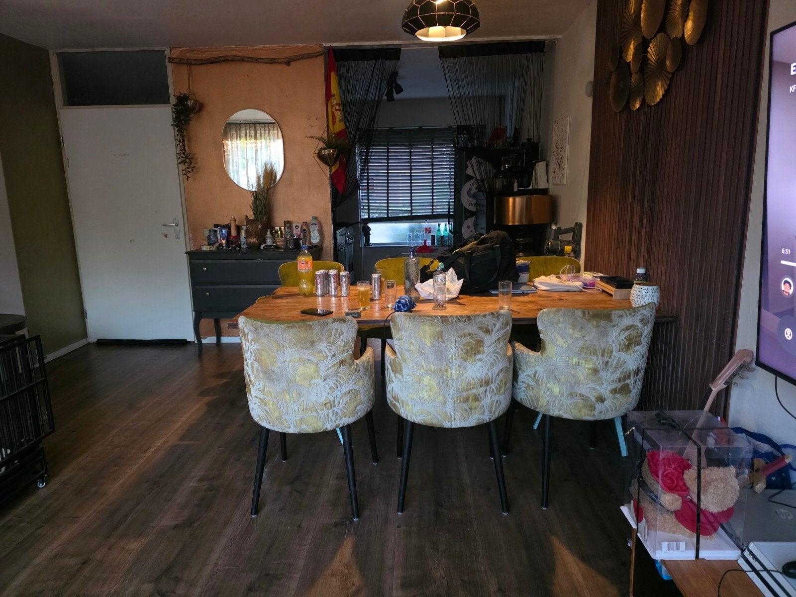 6 restaurantkwaliteit eetkamerstoelen - Zelf reinigen, Ophalen, Gebruikt, Overige kleuren, Stof