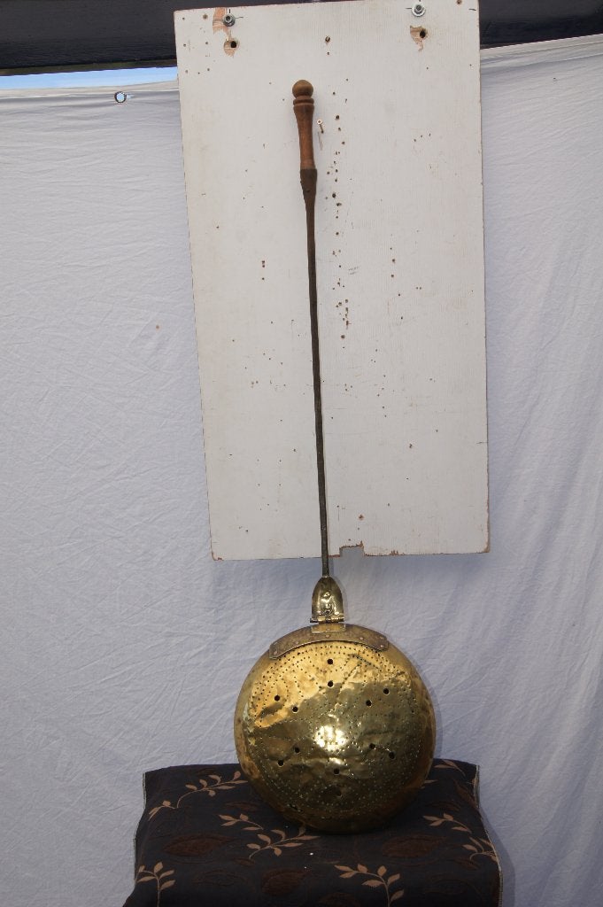 Antieke Koperen Beddenpan met Houten Handvat, Ophalen of Verzenden, Koper