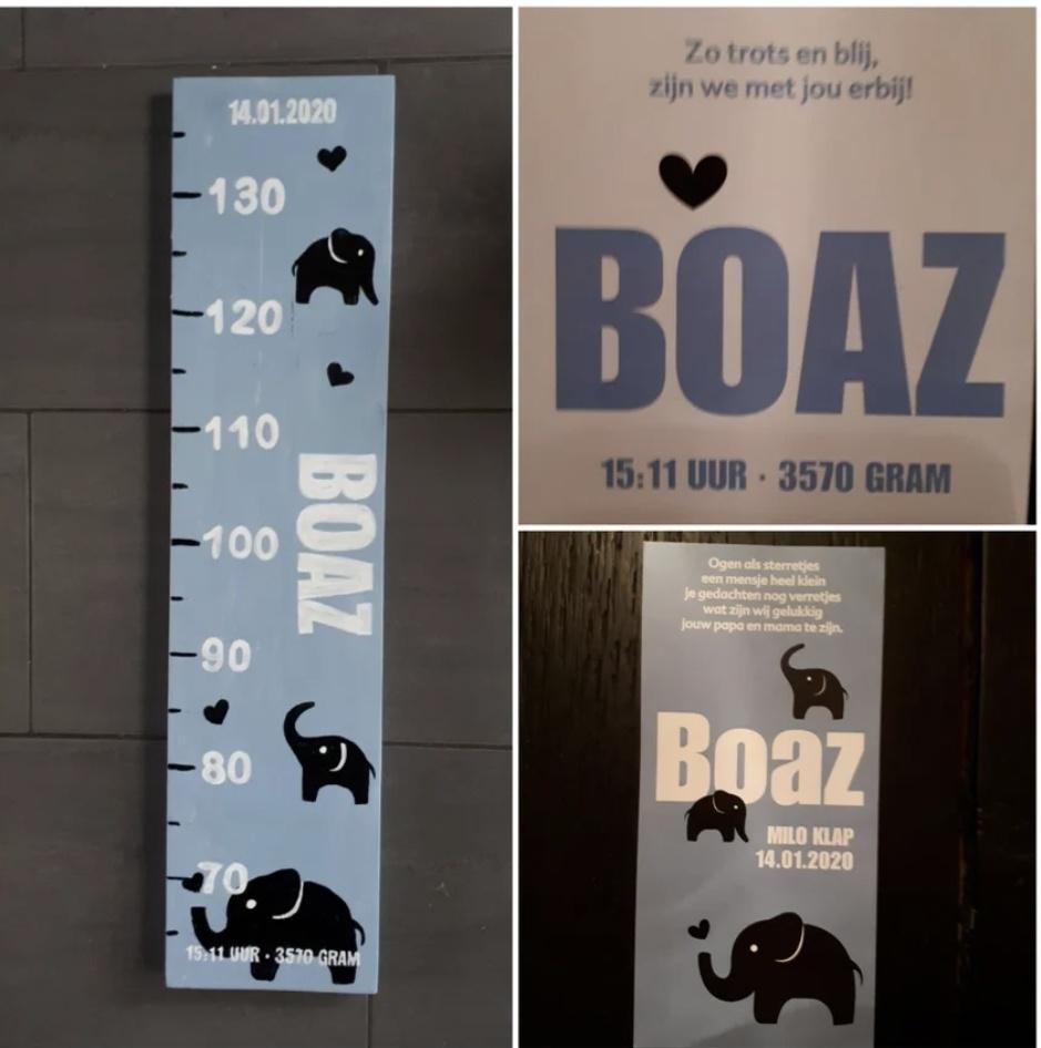 Gepersonaliseerde Groeimeter Hout Baby & Kinderkamer, Kraamcadeau, Info@rwhoutidee.nl, Nieuw, Ophalen of Verzenden