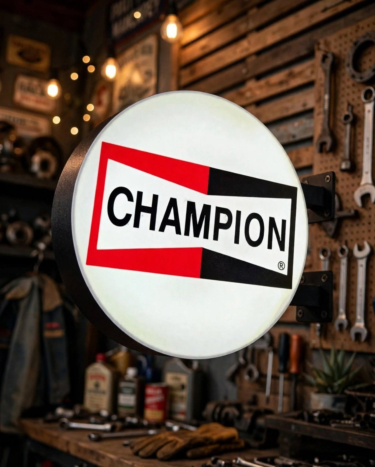 Champion Lichtbak - Reclamebord - Garage Decoratie, Verzamelen, Ophalen of Verzenden, Zo goed als nieuw, Lichtbak of (neon) lamp