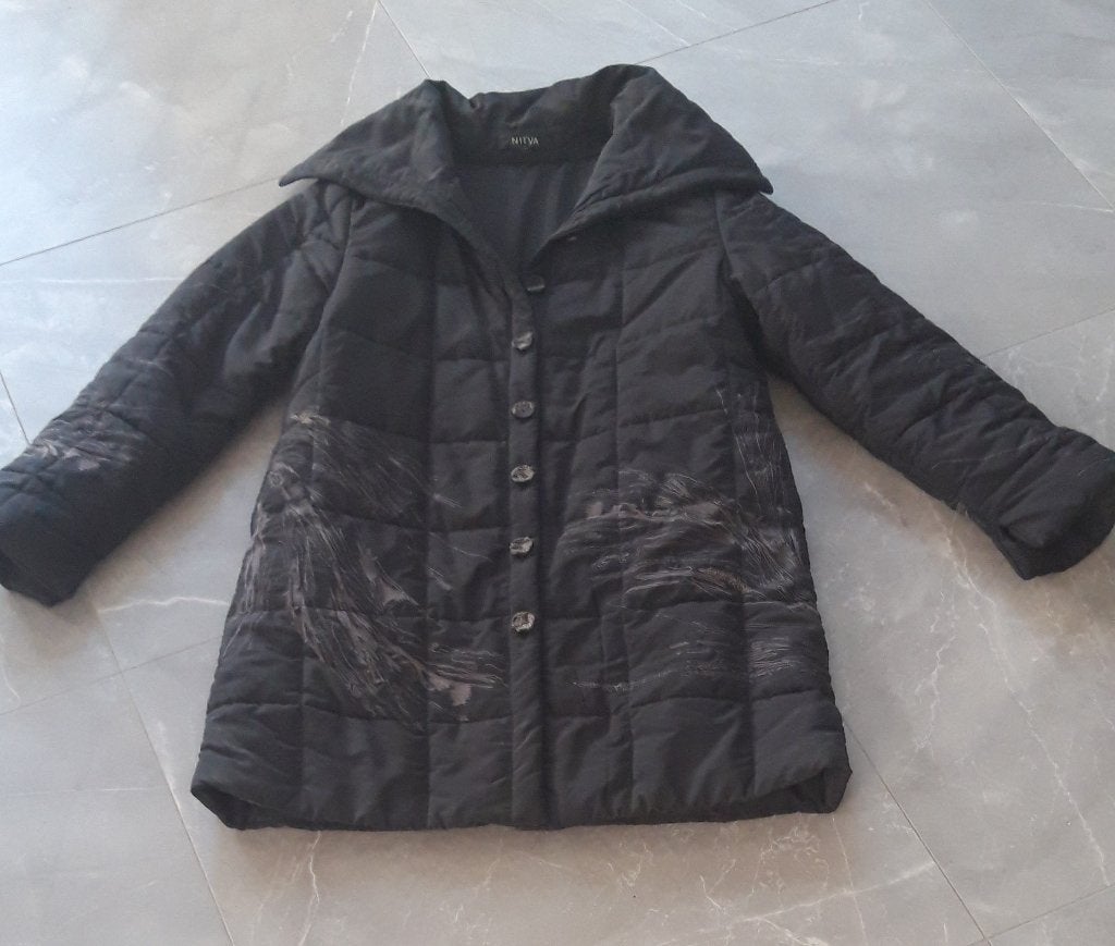 Zwarte gewatteerde jas, Kleding | Dames, Maat 38/40 (M), Zwart, Ophalen of Verzenden, Zo goed als nieuw