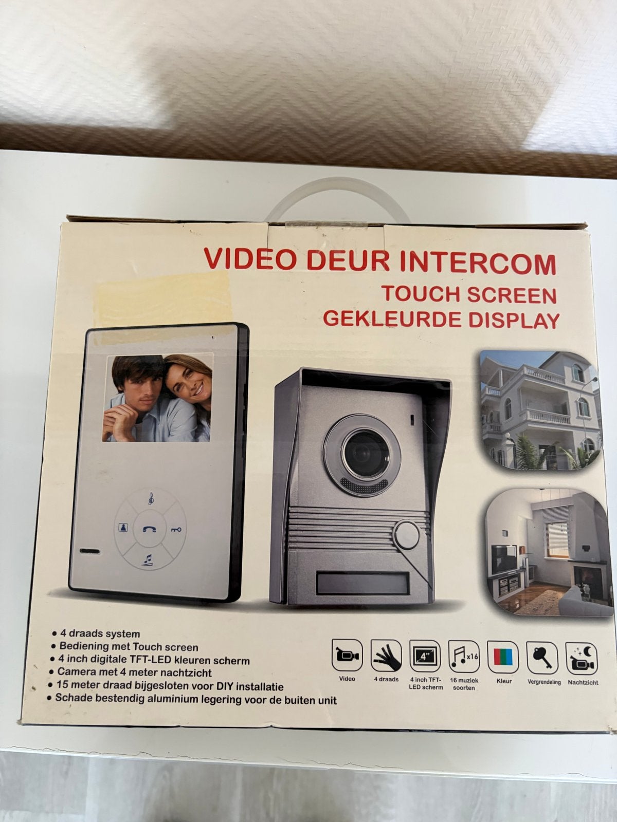 Video Deur Intercom met Touch Screen en Kleuren Display, Ophalen, Bewegingsdetectiesensor, Nieuw, Bedraad