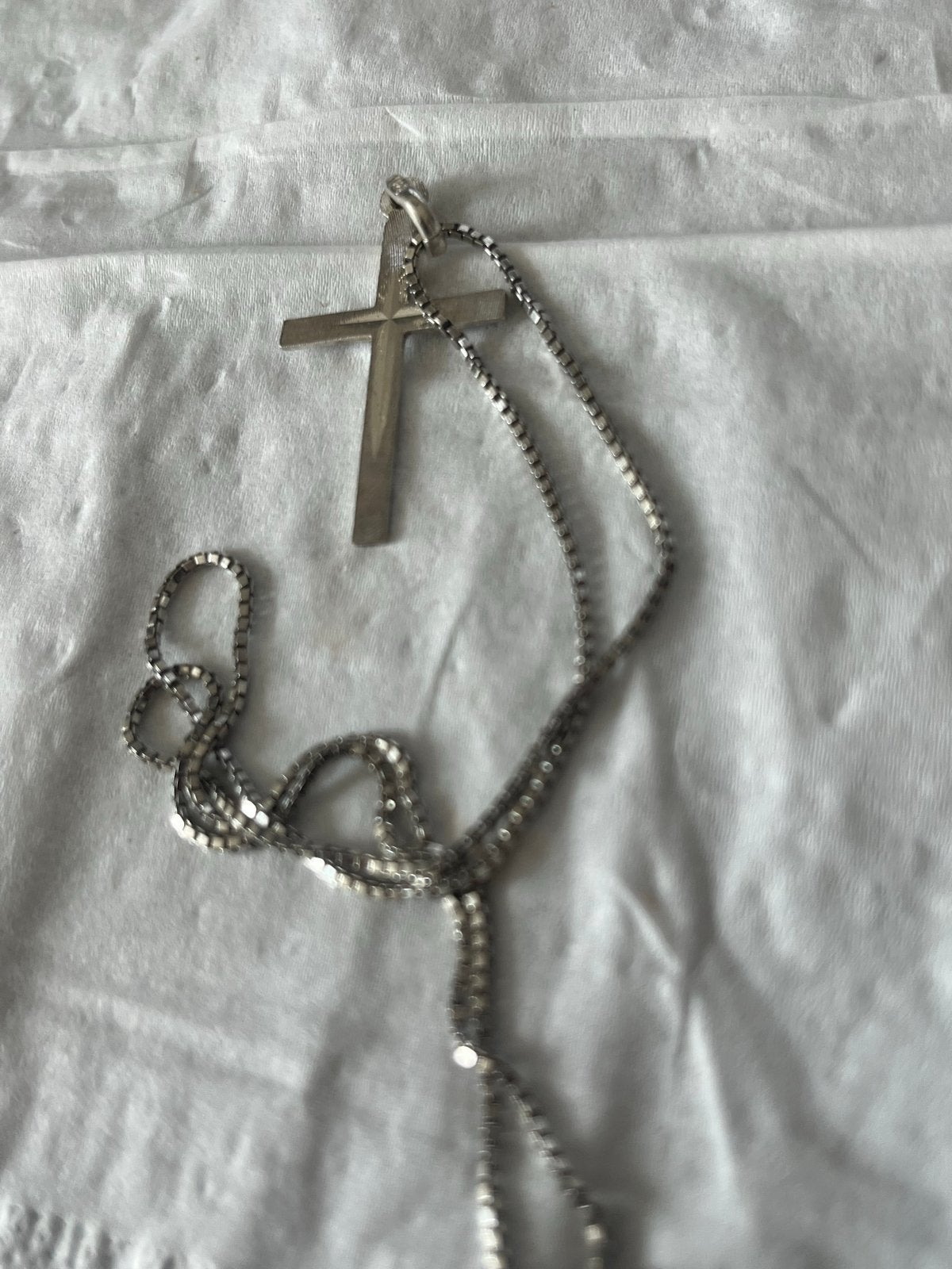Zilveren ketting 925 met zilveren kruisje - 42 cm, Verzenden, Gebruikt, Zilver, Met hanger