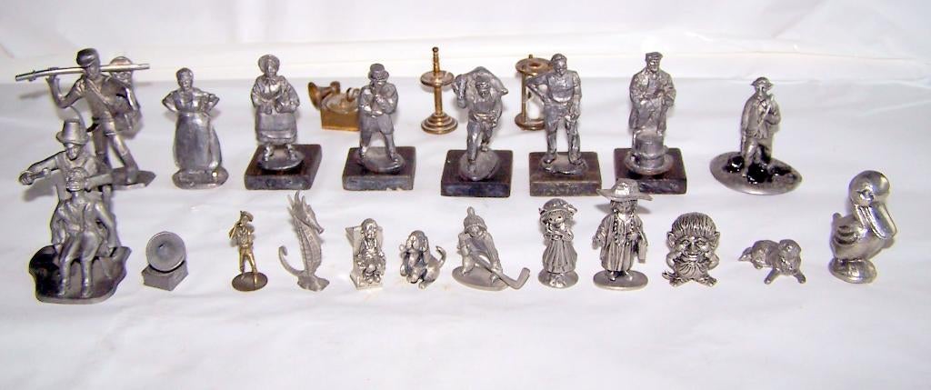 Collectie van 19 vintage tinnen figuurtjes + 4 koperen items, Ophalen of Verzenden