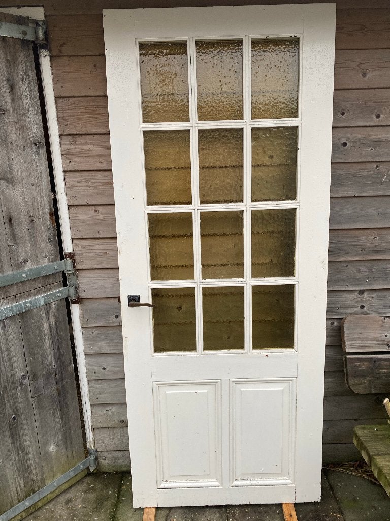 Antieke binnendeur met kathedraalglas, Ophalen, Gebruikt, 80 tot 100 cm, Binnendeur