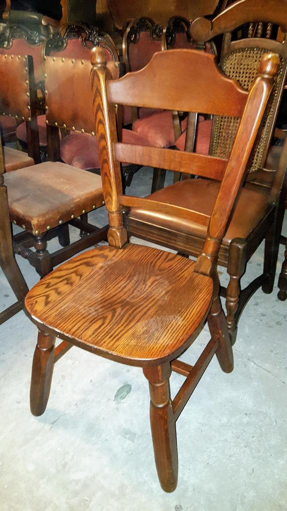 6 eiken eetkamers stoelen, Huis en Inrichting, Stoelen, Bruin, Ophalen