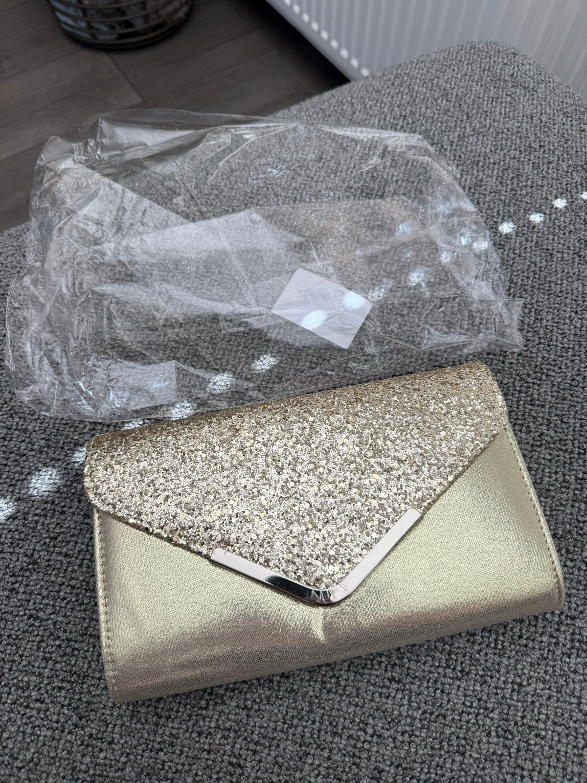 Gouden glitter clutch avondtasje, Ophalen of Verzenden, Nieuw, Overige kleuren, Avondtasje