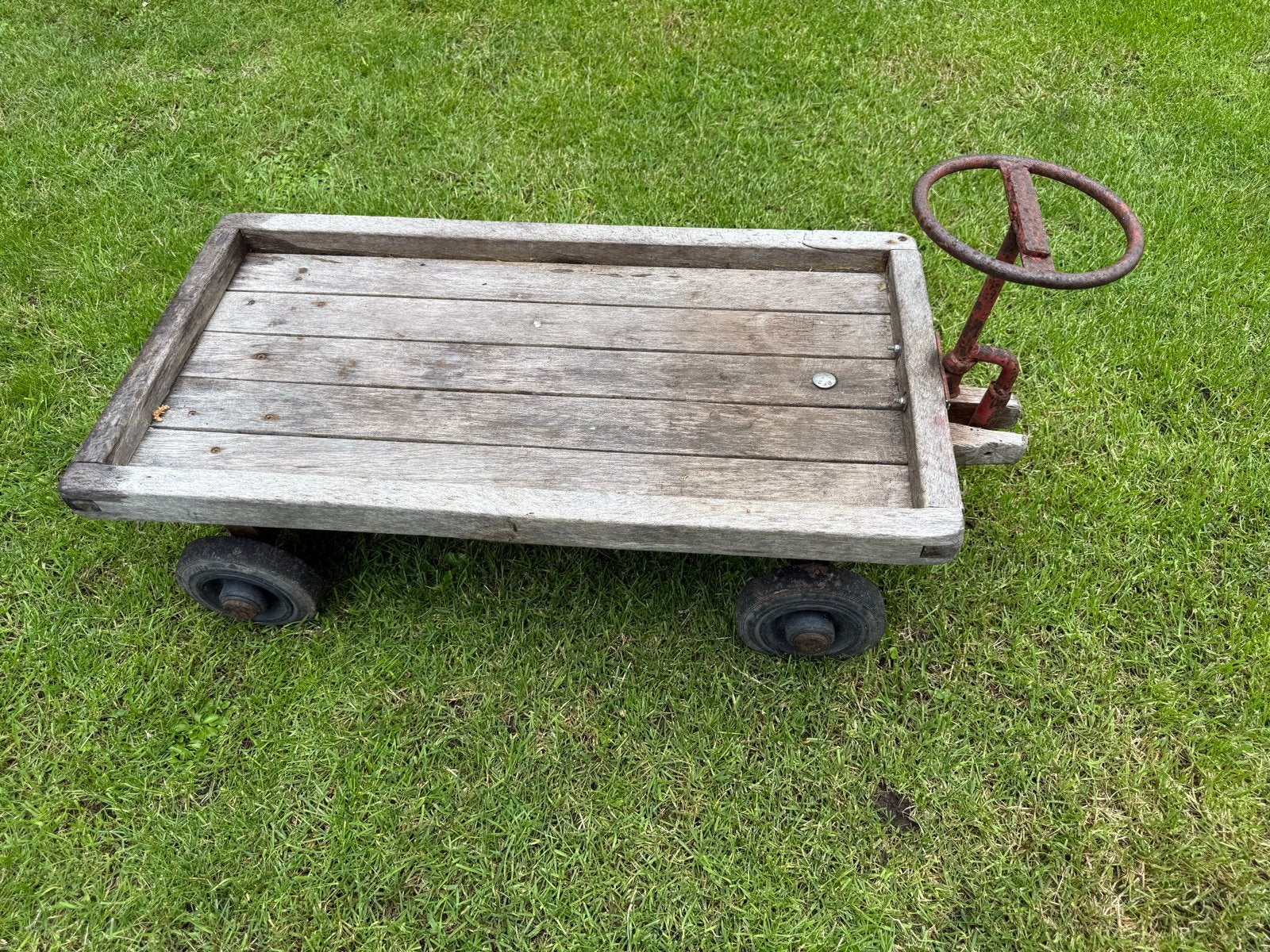 Vintage houten loopauto met stuur, Ophalen of Verzenden, Gebruikt, Loopvoertuig