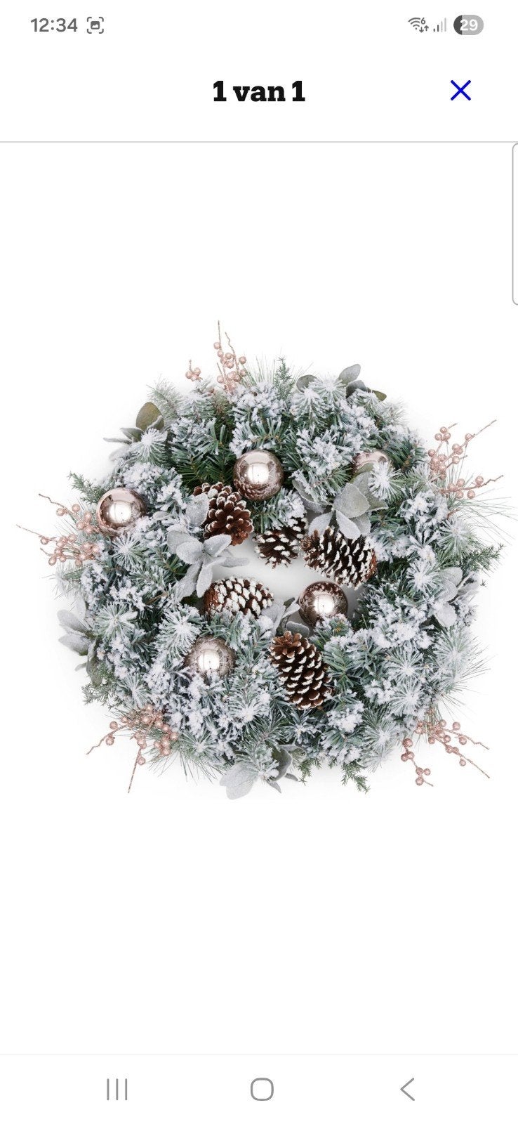 Grote Riviera Maison kerstkrans wit/ zilver / groen, Ophalen