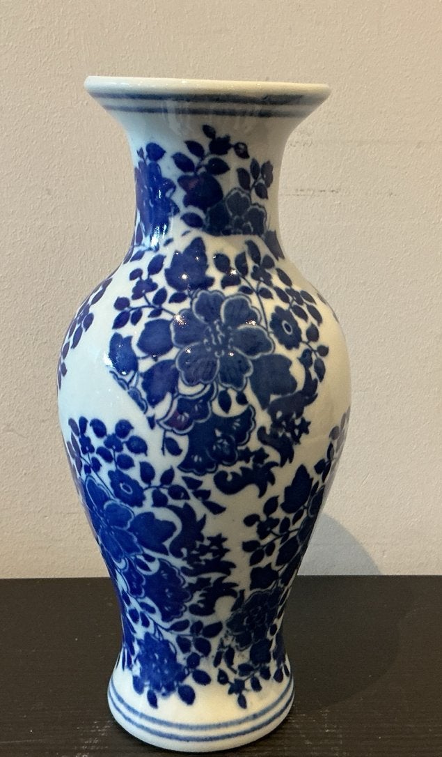 Prachtige chinese Blauw-Witte Porseleinen Vaas met Bloemen, Antiek en Kunst, Ophalen of Verzenden
