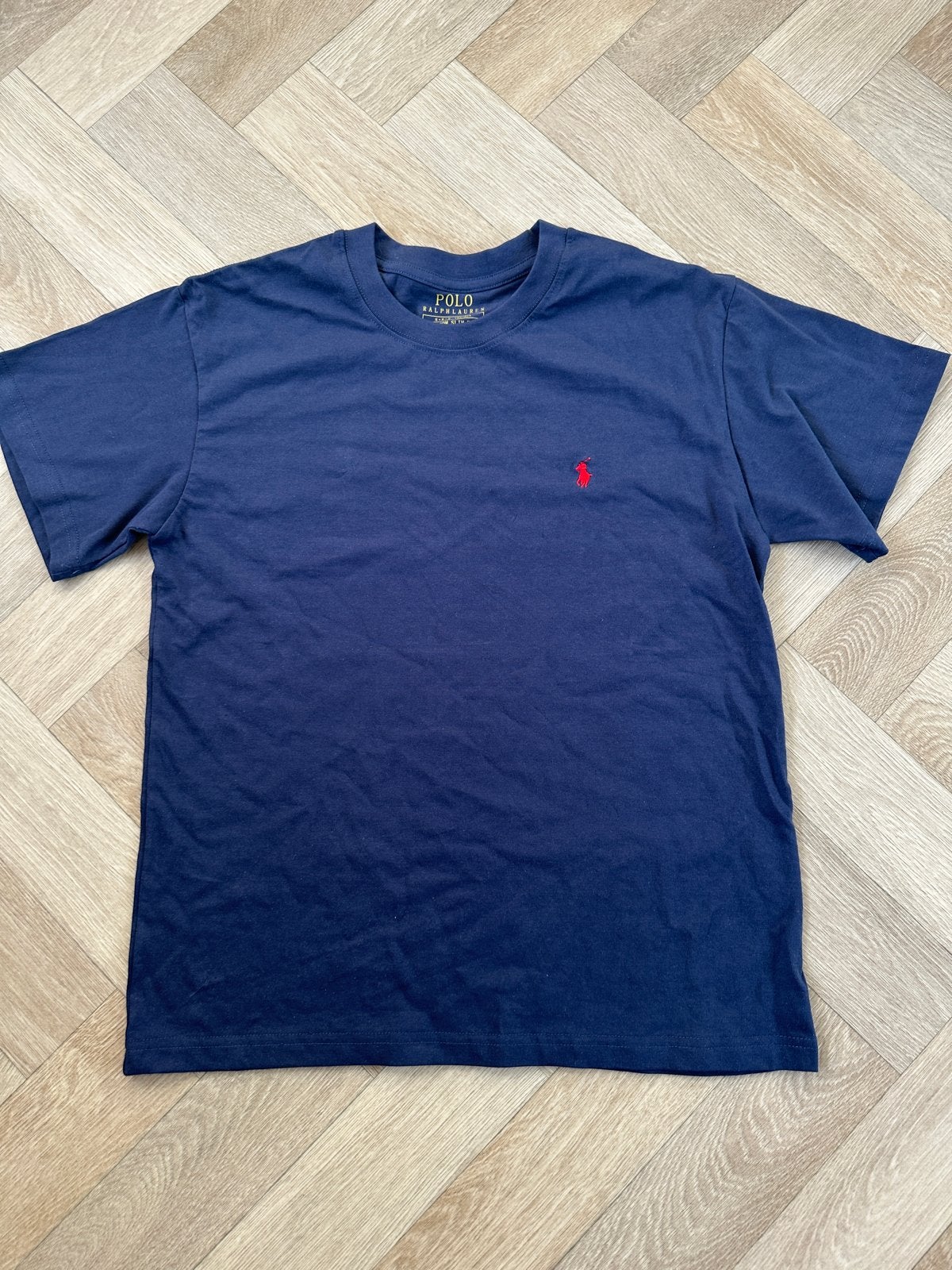 Polo Ralph Lauren T-shirt - Donkerblauw met rood logo, Ophalen of Verzenden, Gedragen, Maat 52/54 (L), Blauw