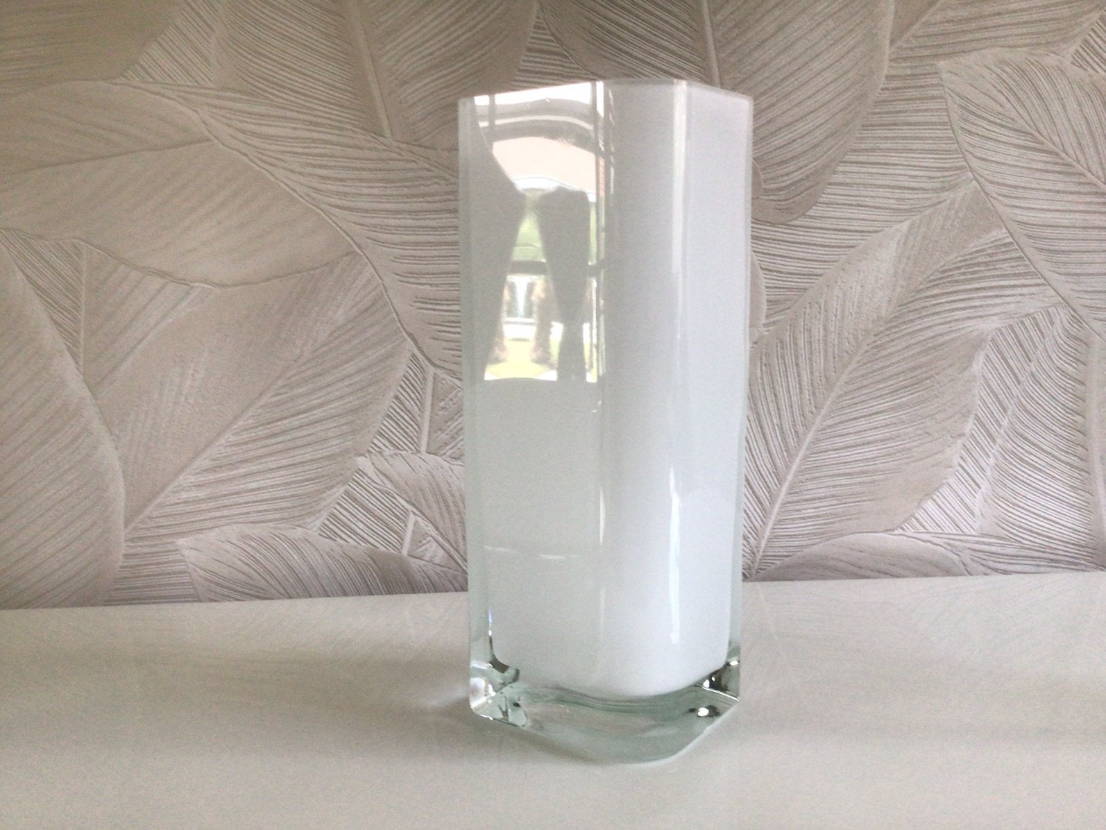 Vaas, windlichten en hoog glas van wit glas., Ophalen, Overige kleuren, Minder dan 50 cm, Glas