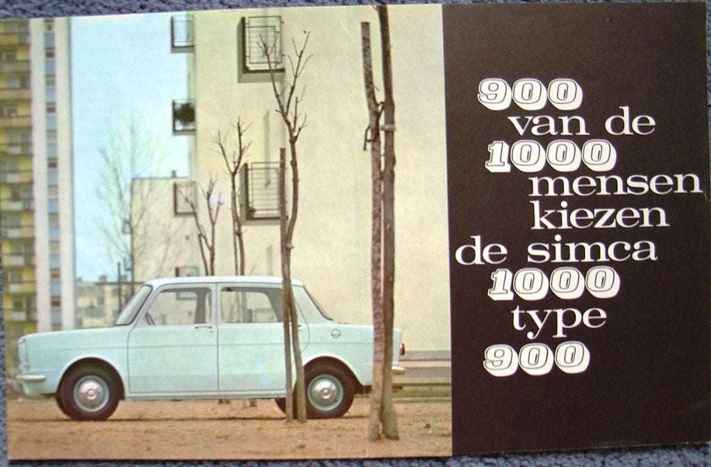 Simca 1000 type 900 brochure 1962, Verzenden, Zo goed als nieuw, Overige merken