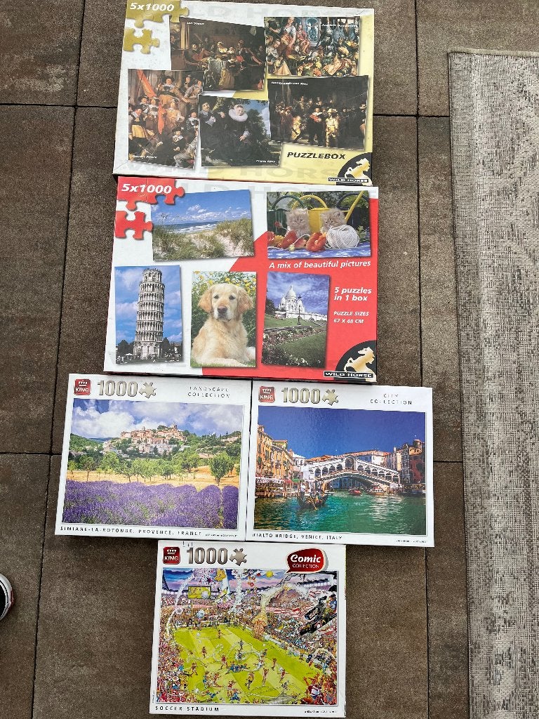 13 puzzels a 1000 stukjes, Ophalen, 500 t/m 1500 stukjes, Zo goed als nieuw, Legpuzzel