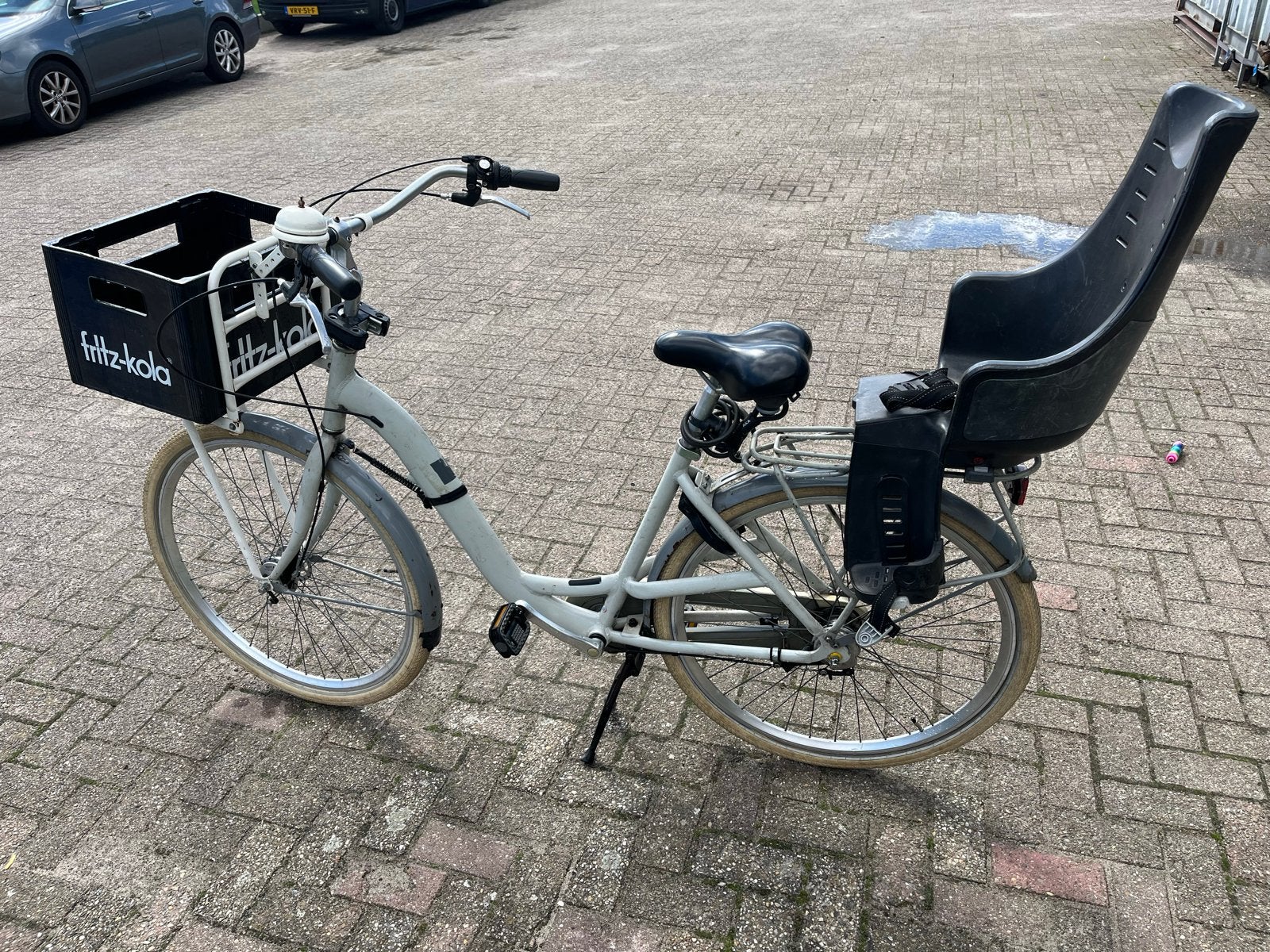 Mammafiets met krat en kinderzitje, Velgrem, 50 tot 53 cm, Ophalen, Overige merken