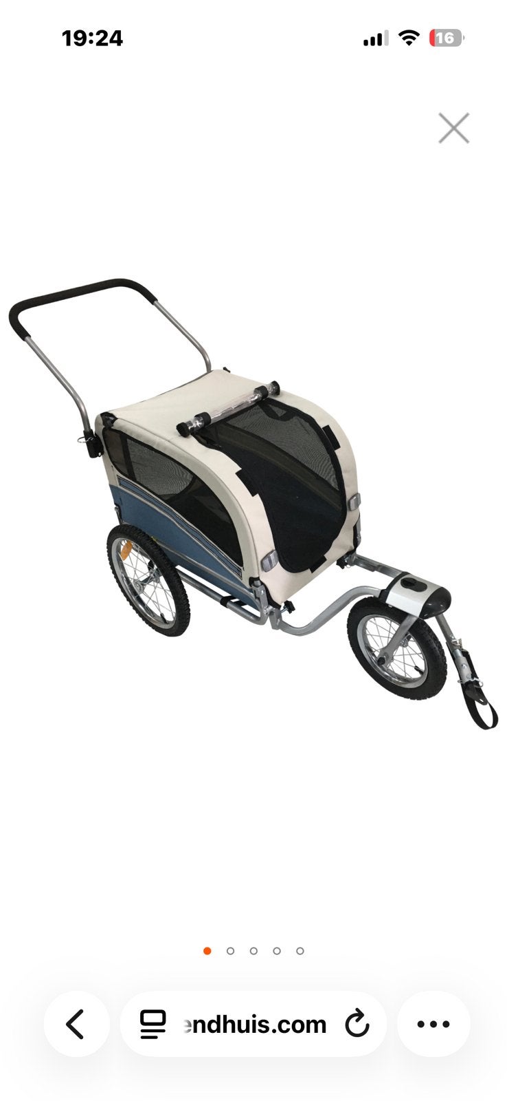 Foto 2 van TOPMAST HONDENFIETSKAR SKY - MET JOGGER FUNCTIE - MEDIUM