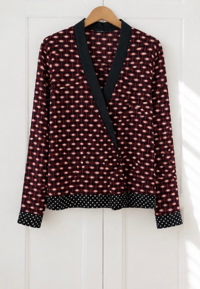 ZARA wikkel blouse zwart rood nieuw XS-S, Zara, Nieuw, Ophalen of Verzenden, Maat 34 (XS) of kleiner
