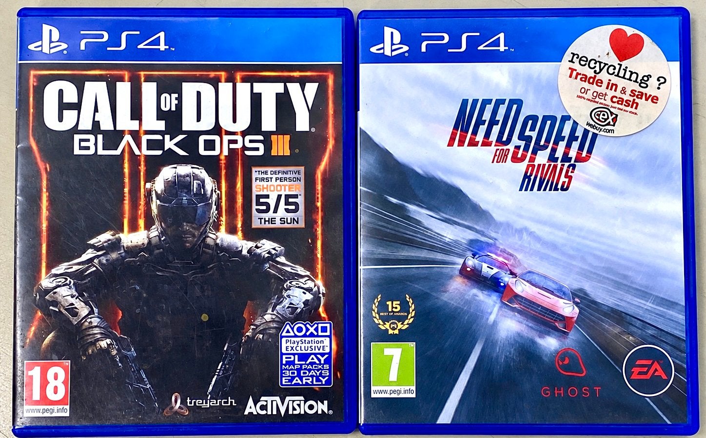 2 PS4 Games – Black Ops III + Need for Speed Rivals, Spelcomputers en Games, Vanaf 18 jaar, Shooter, 1 speler, Ophalen of Verzenden
