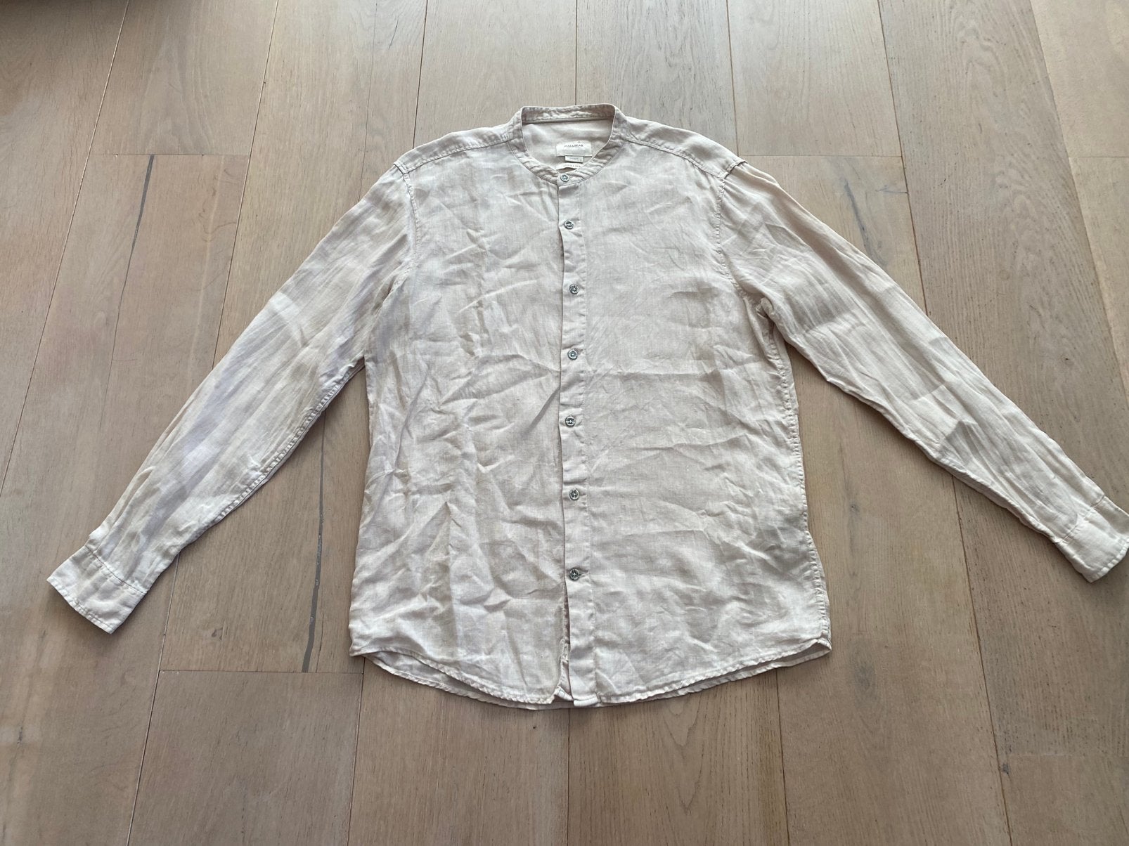 Linnen overhemd M pull & bear nieuwstaat, Ophalen of Verzenden, Zo goed als nieuw, Beige, Halswijdte 39/40 (M)