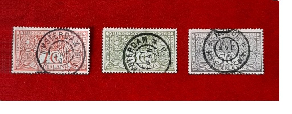 1906 3 Tuberculose Postzegels Nederland 1, 3 en 5 Cent, Ophalen, Gestempeld