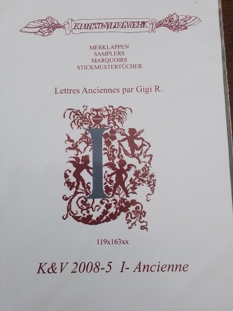 Borduurpatroon van letter I, Hobby en Vrije tijd, Ophalen of Verzenden, Zo goed als nieuw, Handborduren, Patroon