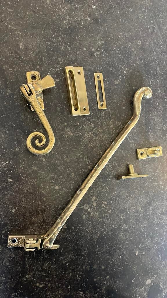 2x retro GOUD MESSING set van 1x Raamuitzetter & 1x Raamboom, Ophalen of Verzenden