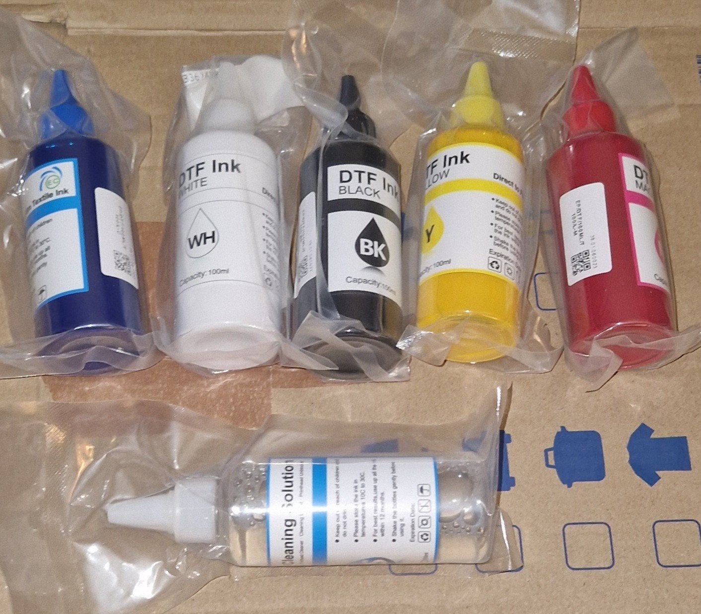 DTF Inkt Set (5 kleuren) + Reinigingsvloeistof 100ml, EC / DTF Ink, Verzenden, Printer, Inkjetprinter