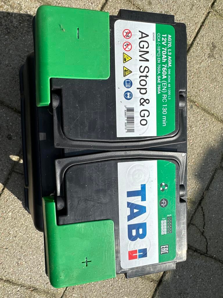 TAB AGM Stop & Go accu 12V 70Ah 760A, Ophalen of Verzenden, Gebruikt, Universele onderdelen