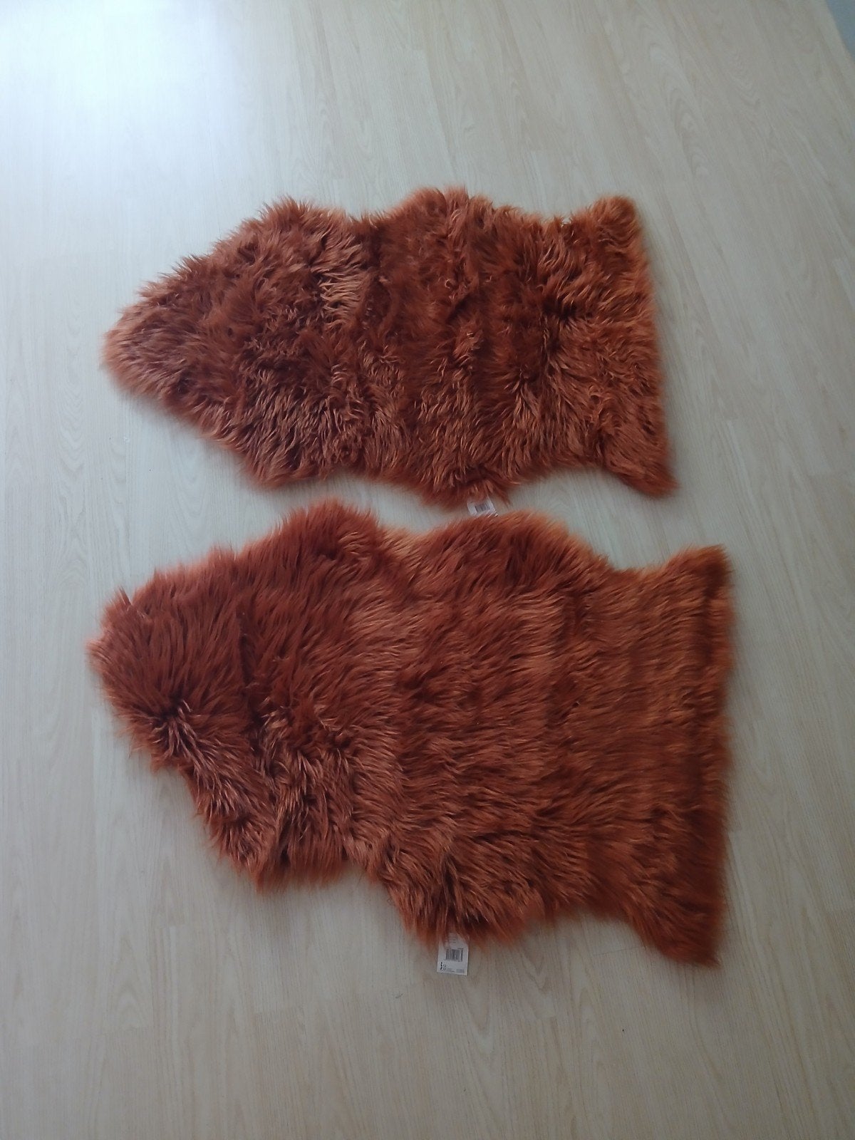2x Oranje schapenvacht, 50 tot 100 cm, Bruin, Schapenvacht look, Zo goed als nieuw