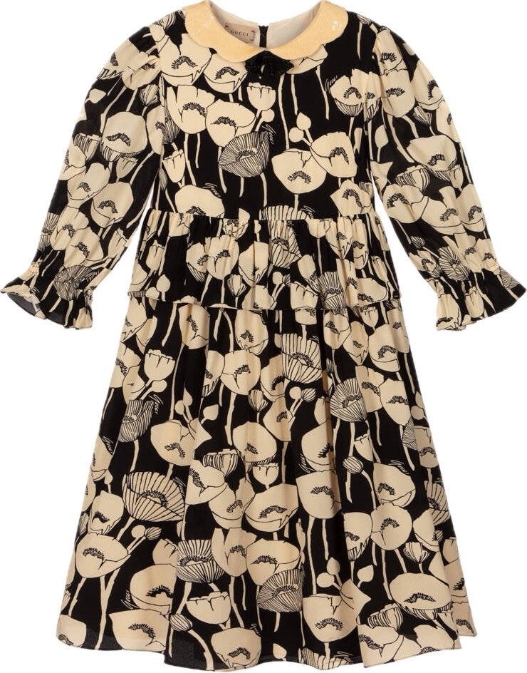 SALE Gucci zijden floral poppy jurk maat 6 NIEUW, Meisje, Jurk of Rok, Gucci, Nieuw