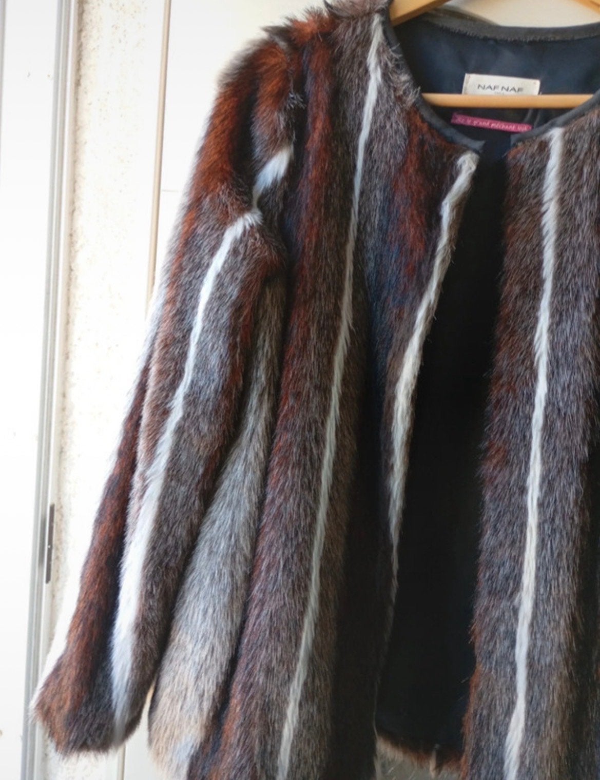 Naf Naf Faux Fur Jas - Maat M, Ophalen of Verzenden, Gedragen, Maat 38/40 (M), Bruin