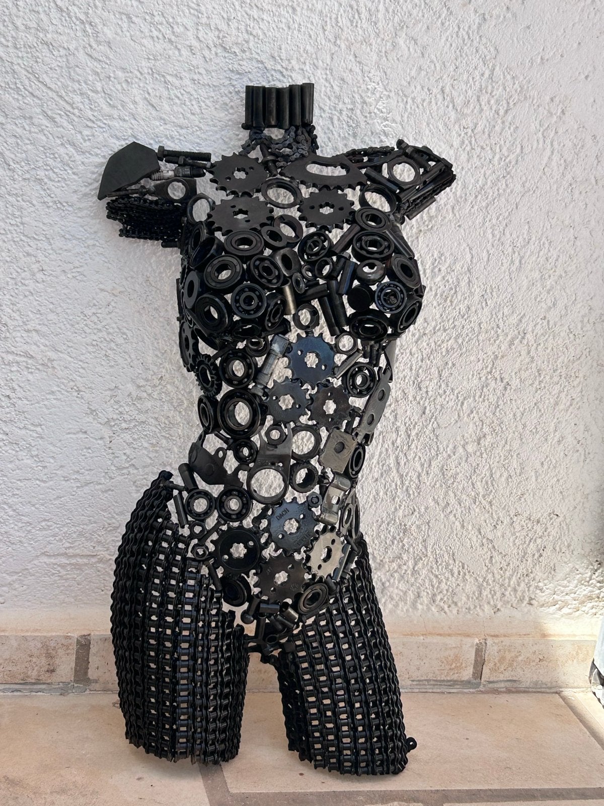 Metalen Vrouwen Torso Sculptuur - Uniek Kunstwerk, Handgemaakt, Zwart, Beeld, Modern