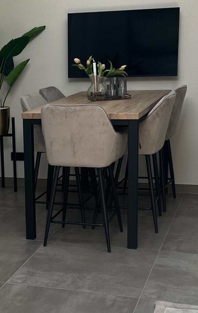 Bartafel met hoge stoelen, Ophalen, Kunststof, 5 krukken of meer, Met voetsteun