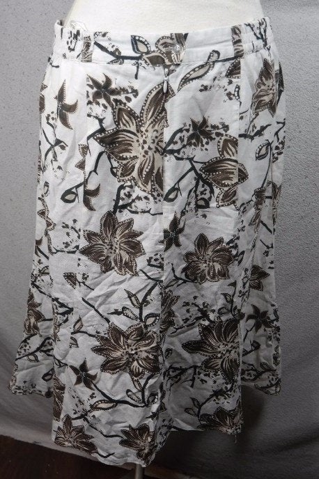 Witte rok met bruine bloemetjes. Mt 40. Merk kingfield, Maat 38/40 (M), Bruin, ., Ophalen of Verzenden