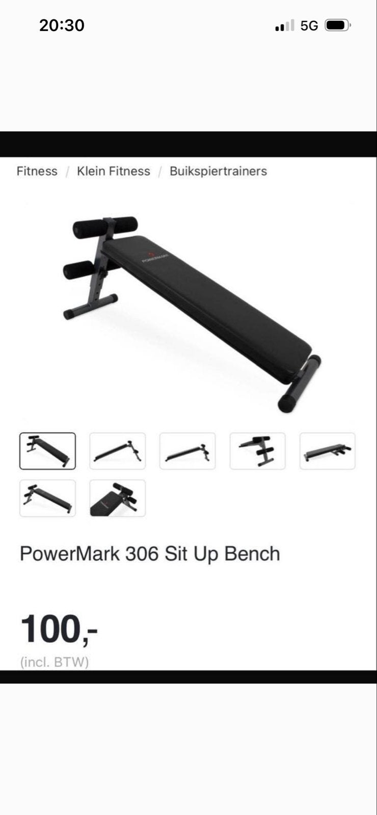 PowerMark 306 Sit Up Bench - Buikspiertrainer, Ophalen, Nieuw, Buik, Fitnessbank