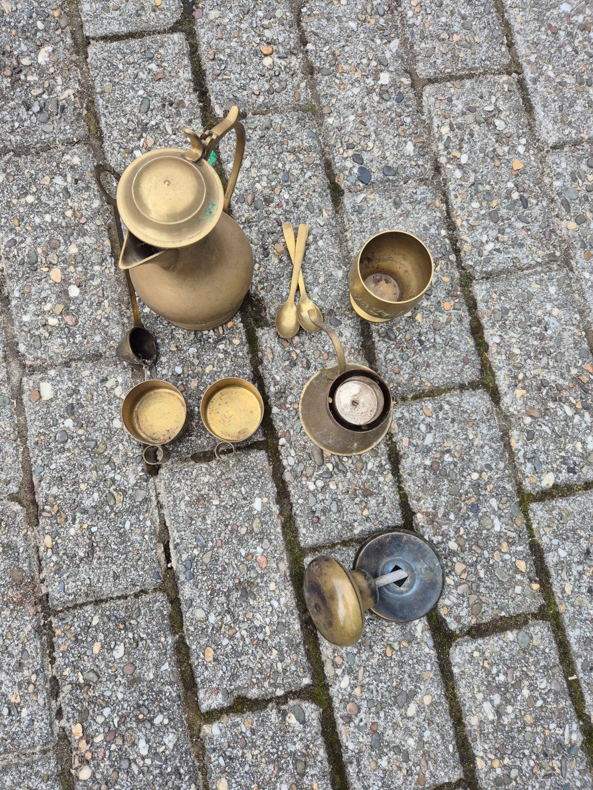 Antieke deurknop + andere koperen items., Ophalen of Verzenden