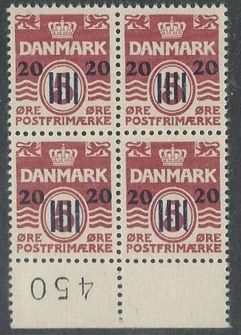 FAROER 1940-41 20ö. op 5ö. donker roodlila cijfer, michel: 3, Verzenden, Denemarken, Postfris