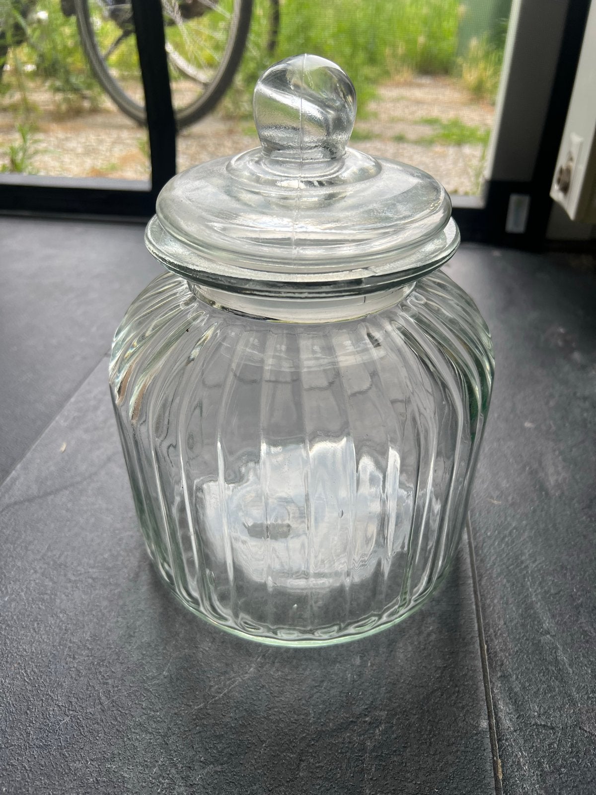 Glazen voorraadpot met deksel, Verzenden, Zo goed als nieuw, Glas, Modern