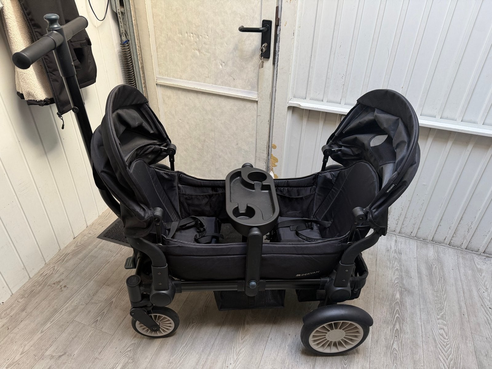 Deryan Duowagen/bolderkar + regenhoes + adapter maxicosi, Kinderen en Baby's, Duowagen, Zo goed als nieuw, Combiwagen, Ophalen