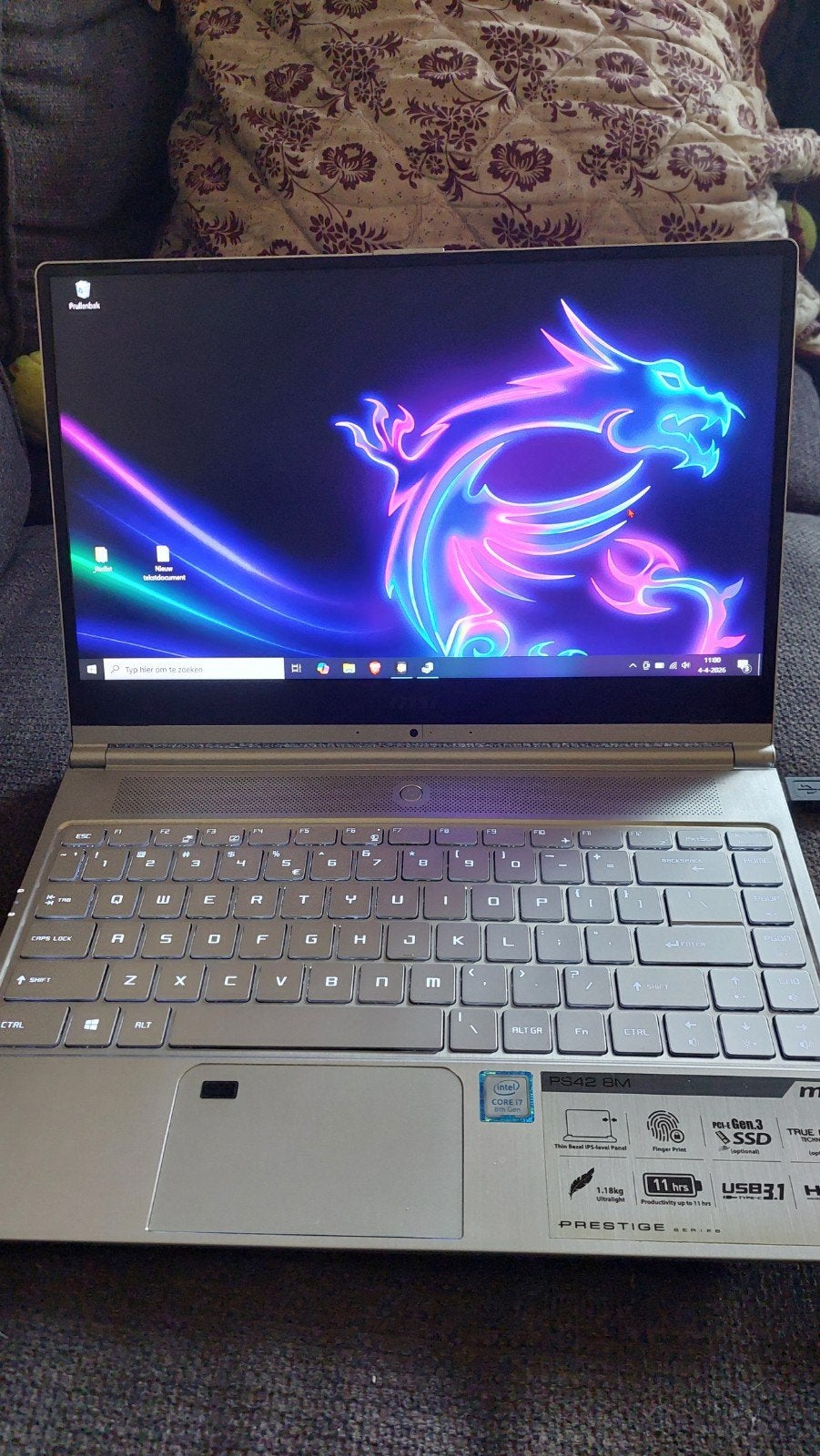 MSI Prestige zakelijke laptop 16GB DDR4 i7 256GB SSD, 256 GB, 2 tot 3 Ghz, Ophalen of Verzenden, Zo goed als nieuw
