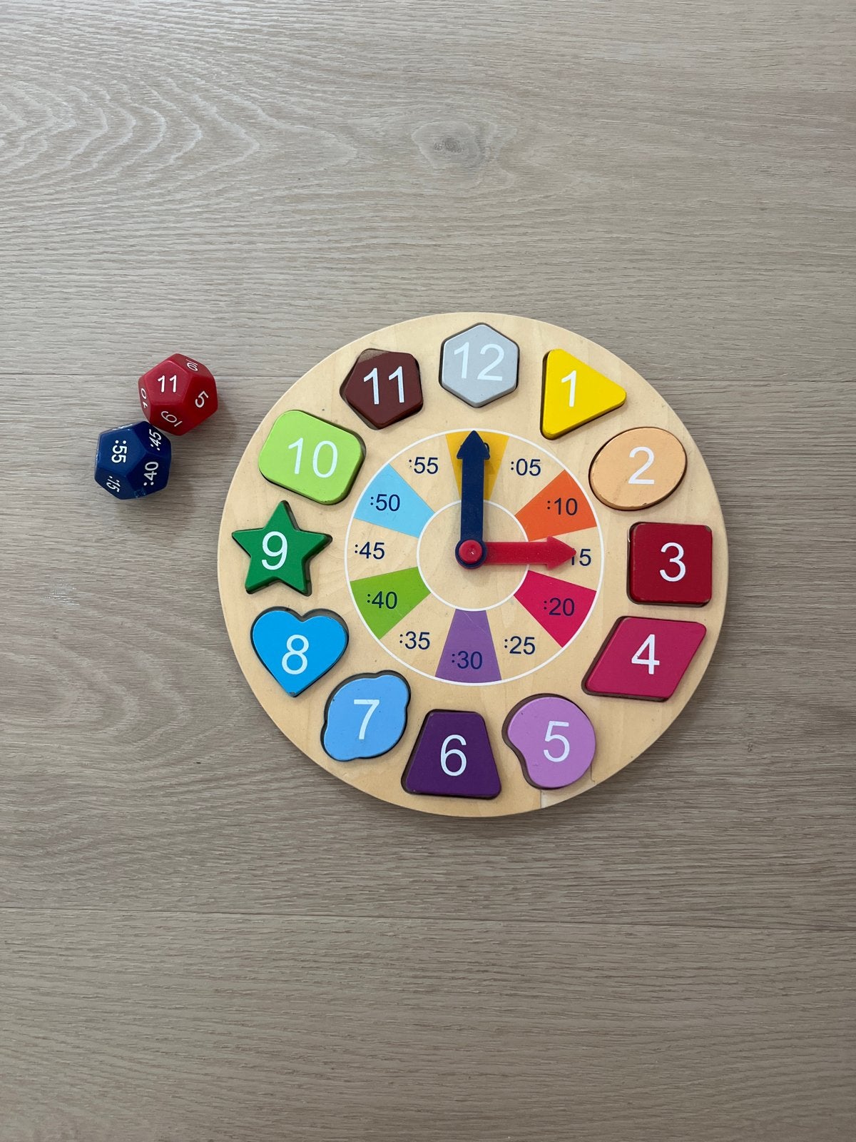 Houten leerklok met vormen en cijfers, Ophalen of Verzenden, Gebruikt, Puzzelen