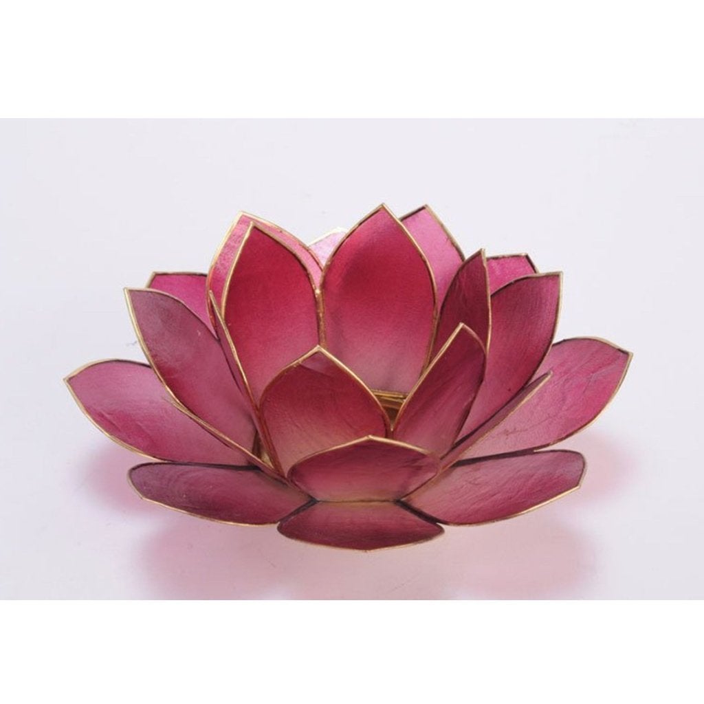 aubergine kandelaar waxinelichthouder lotus 15 cm leuk kado, -, Overige merken, Natuurlijk materiaal, Nieuw