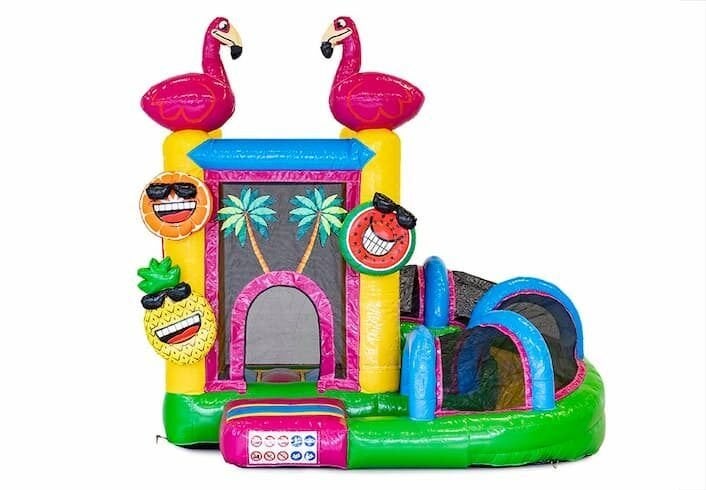 Mini Slide Flamingo Multi Springkussen te huur, Hobby en Vrije tijd, Feestartikelen | Verhuur, Ophalen, Zo goed als nieuw, Overige