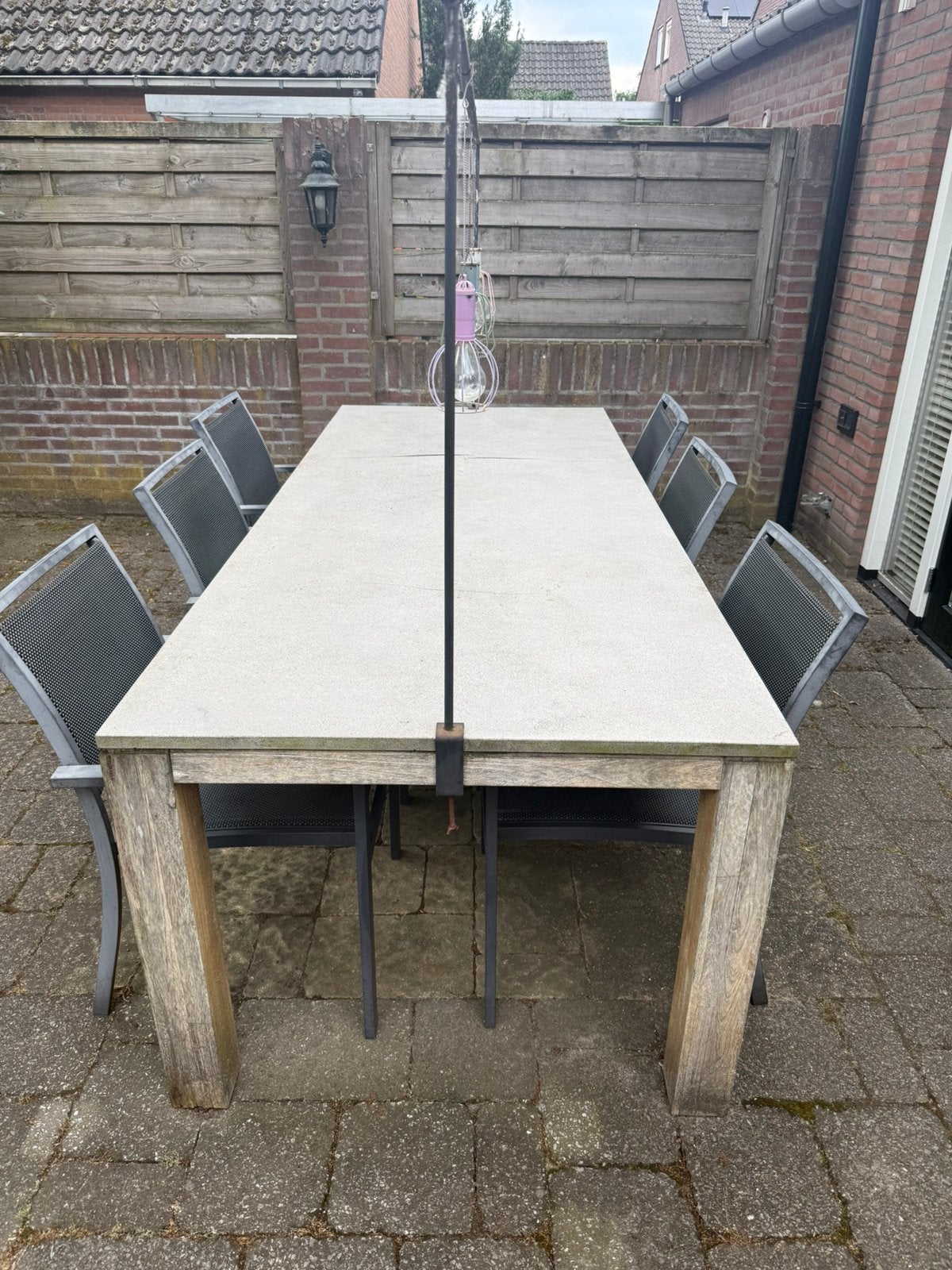 Tuinset - tafel en 6 stoelen - gratis af te halen, Ophalen, Gebruikt, Rechthoekig