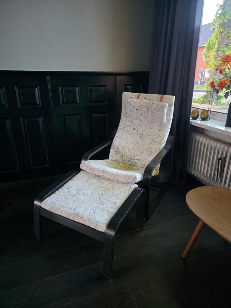 Poang Stoel ikea met voetenbank, Ophalen, Gebruikt, Zwart, Eén